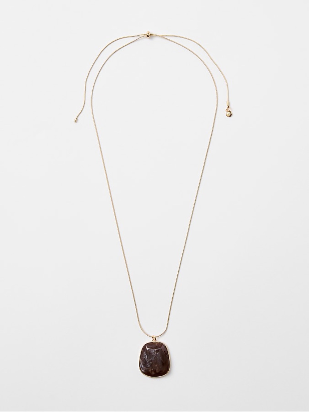 LOFT Gold-Tone Necklace with Tortoise Shell Brown Pendant - Picture 2 of 3